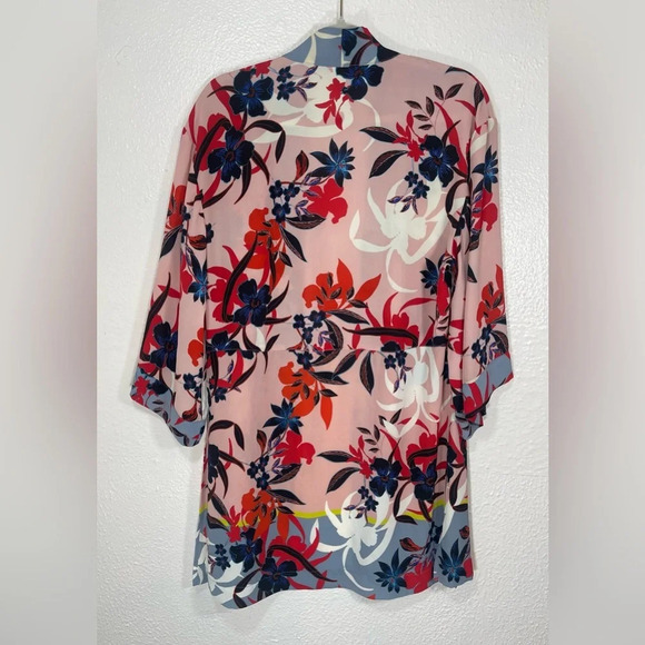 Cabi Blooming Blush Pink Floral Tropical Kimono Topper Shawl Cardigan Women XS/S - Picture 10 of 13